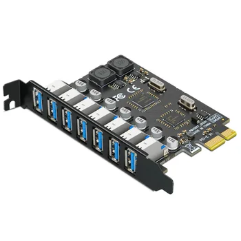 Адаптер карты расширения USB 3.0 PCI-E 7 портов 4A USB 3 к PCIE PCI express