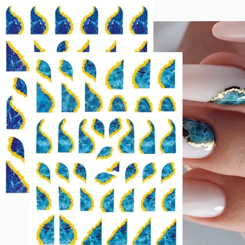 Наклейки для ногтей Ретро Темно-синие цветы Наклейки для ногтей с водой Украшения для ногтей Аксессуары для красоты кончиков ногтей