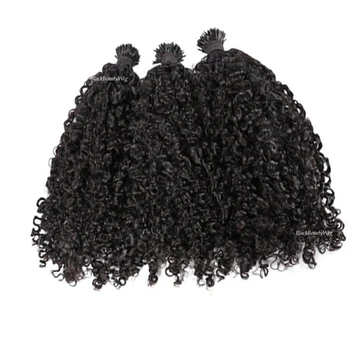 Sassy Curly I Tip Наращивание Человеческих Волос Microlink Предварительно Скрепленный Бразильский Remy Stick I Tip Hair Кудрявый 100г 100 прядей